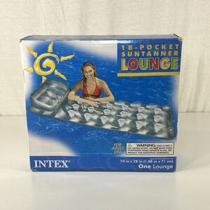 Intex 18 Pocket Suntanner Lounge Floating Pool Lounger with Headrest Gray